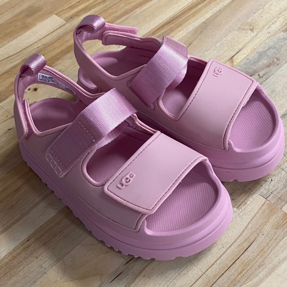 UGG Kids Bubblegum Pink Platform Hook-and-Loop Sandals